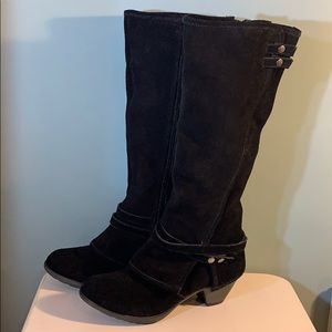 Crown Victoria Bessie Black Leather Knee High Boots 5.5 US
